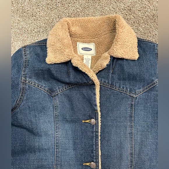 Vintage 90s Old Navy Denim Jacket Blue Sherpa Lined Western- Women’s Size Large - Picture 2 of 7